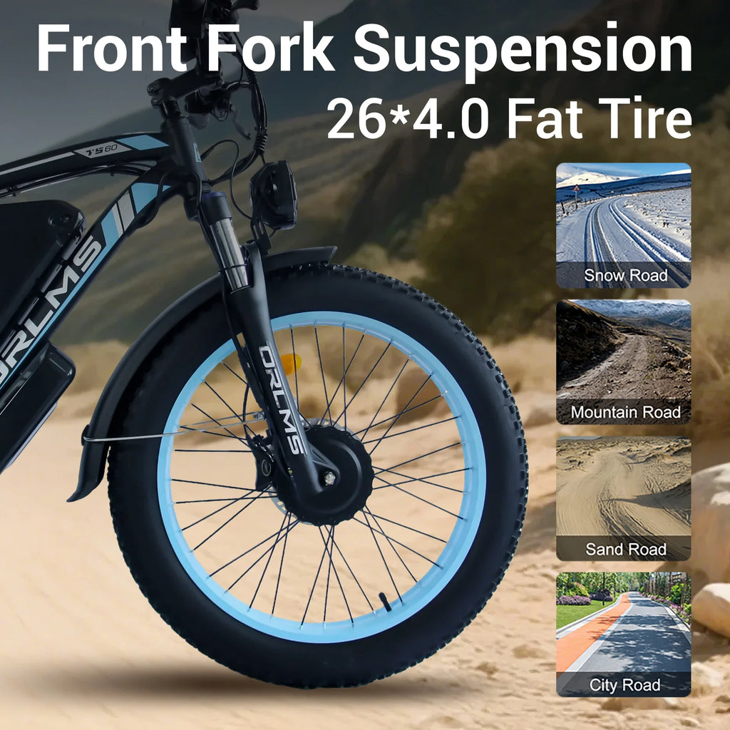Peak 5000W - Electric - Bike for Adults - Men, Dual - Motor - Ebike 50MPH - Hunting - Ebike, 60V 25AH Long Range Dirtbike, 26 x 4.0 Fat - Tire - Electric - Bicycle, AWD 21 - Speed Mountain Bike for Off - Road Snow Sand
