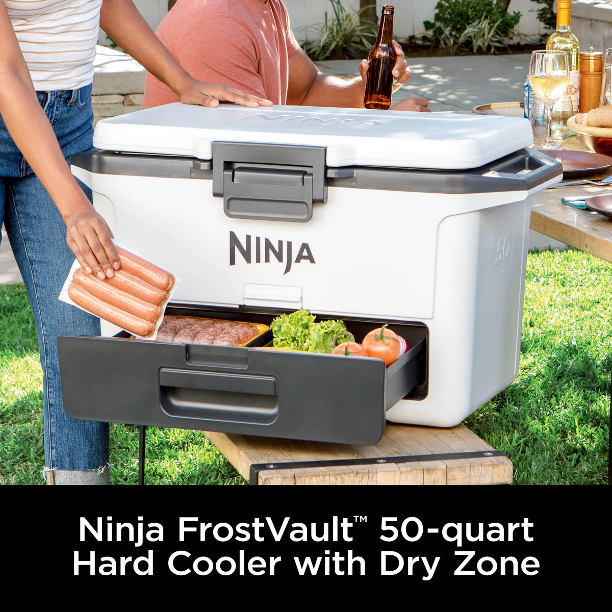 Ninja Frostvault 50qt Hard Cooler with Dry Zone, Gray, FB151GY