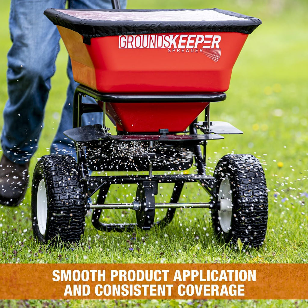 Multi-Purpose Walk Behind Push Spreader 3039632R Grounds Keeper. 100 Pound Capacity. Multi Use Tool for Grass Seed. Salt. De-Icer. Fertilizer and Seeds ?C Spreader