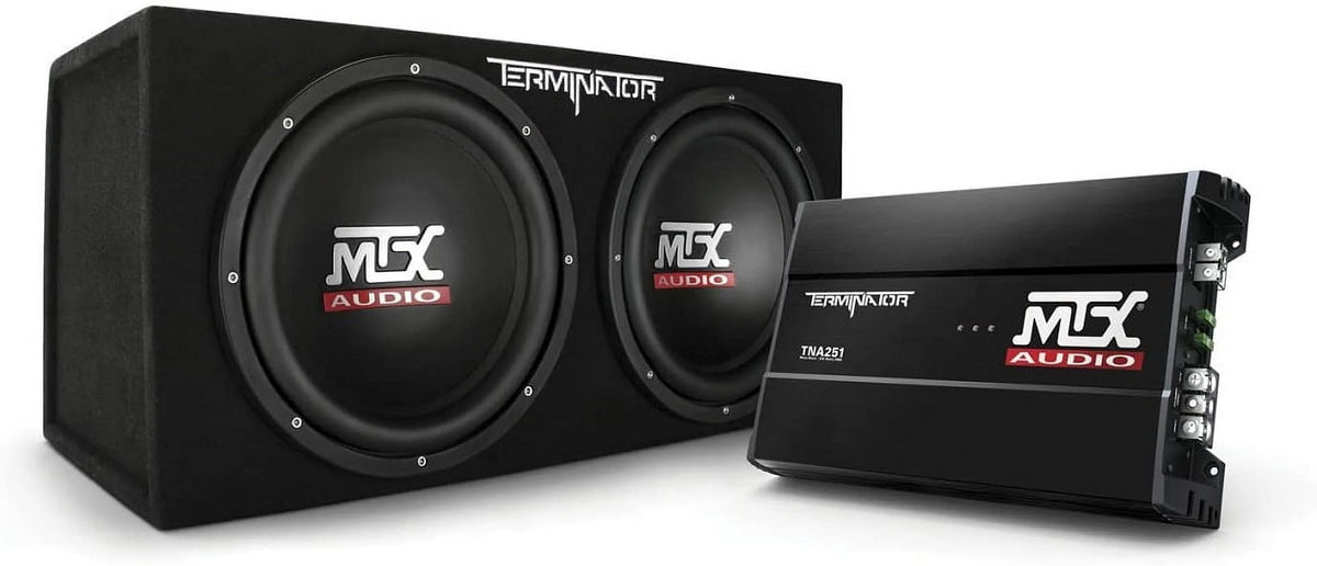 MTX TNP212D2 12 1200W Dual Loaded Car Subwoofer Audio W/ Sub Box and Amplifier