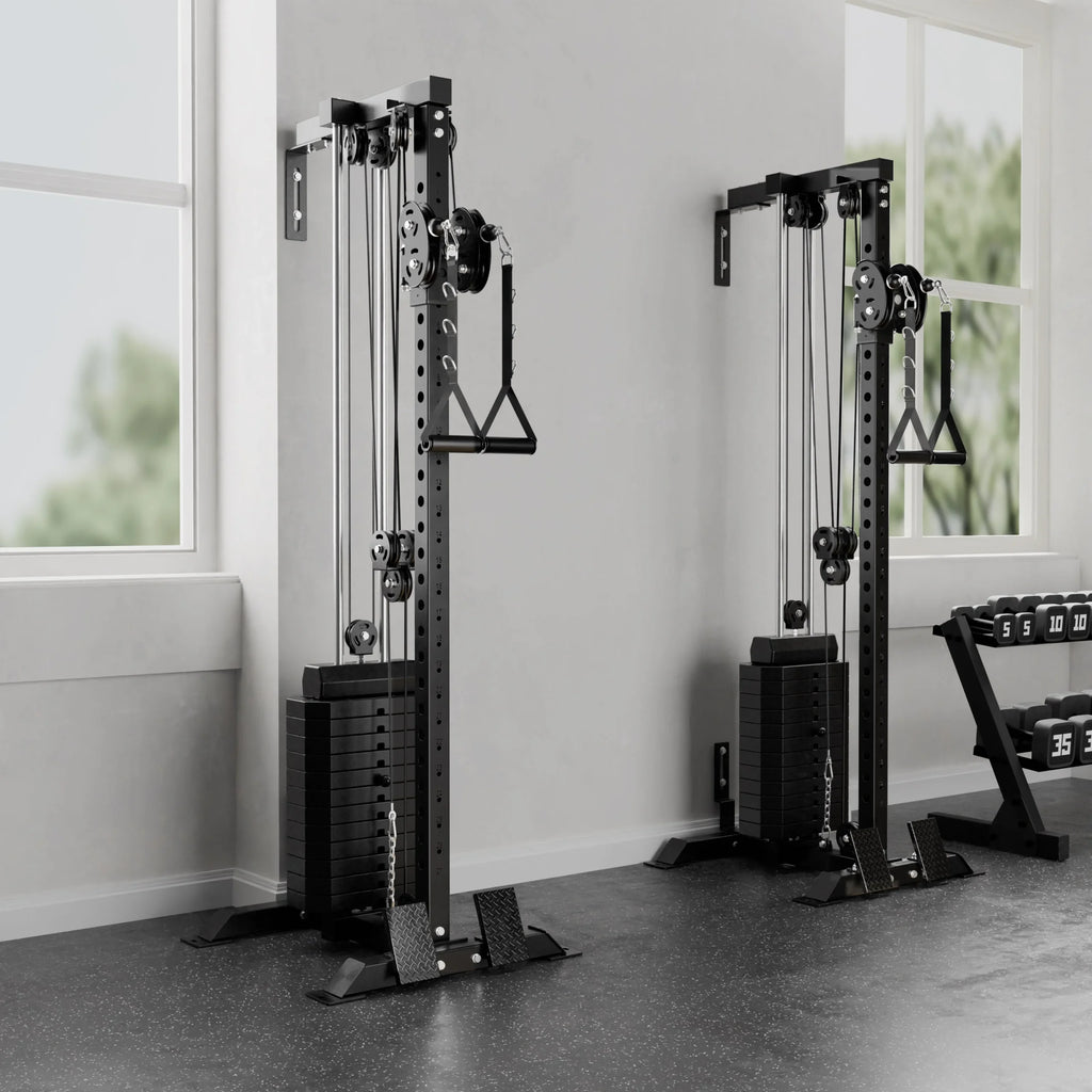 Mikolo Cable Crossover Machine Home Gym, Wall Mount Cable Station with 200 lb Weight Stack, Lat Pull Down Machine with 27 Positions Dual Pulley System