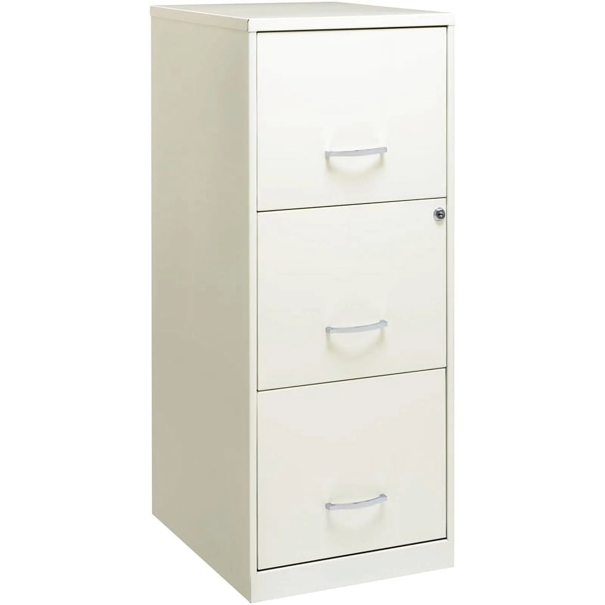 Pemberly Row 3 Drawer Vertical Metal File Cabinet with Lock Pearl White
