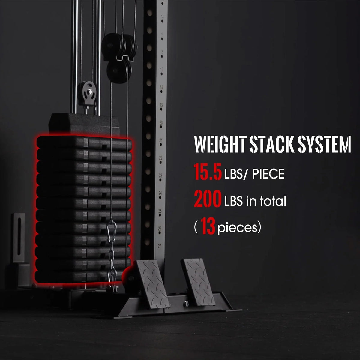 Mikolo Cable Crossover Machine Home Gym, Wall Mount Cable Station with 200 lb Weight Stack, Lat Pull Down Machine with 27 Positions Dual Pulley System