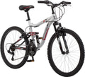 Mongoose Ledge 2.1 Mountain Bike. 24 - Inch Wheels. 21 Speeds. Boys Frame. Silver/Red