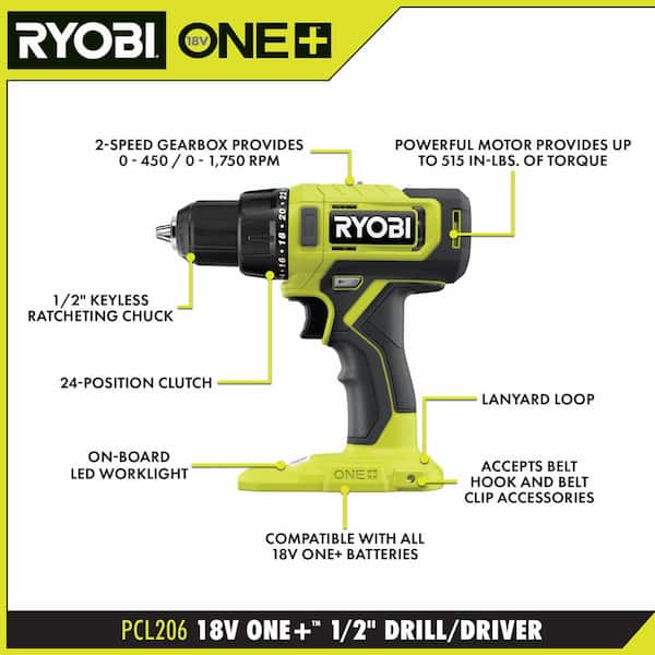 ONE+ 18V Cordless 2 - Tool Combo Kit with Drill/Driver, Impact Driver, (2) 1.5 Ah Batteries, and Charger