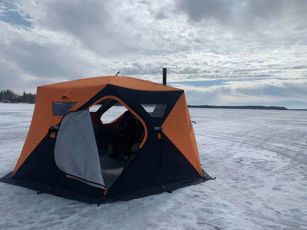 Nordic Legend AURORA LODGE 12' x 12' x 7.5 Tall Portable Ice Fishing Shelter with Single Door