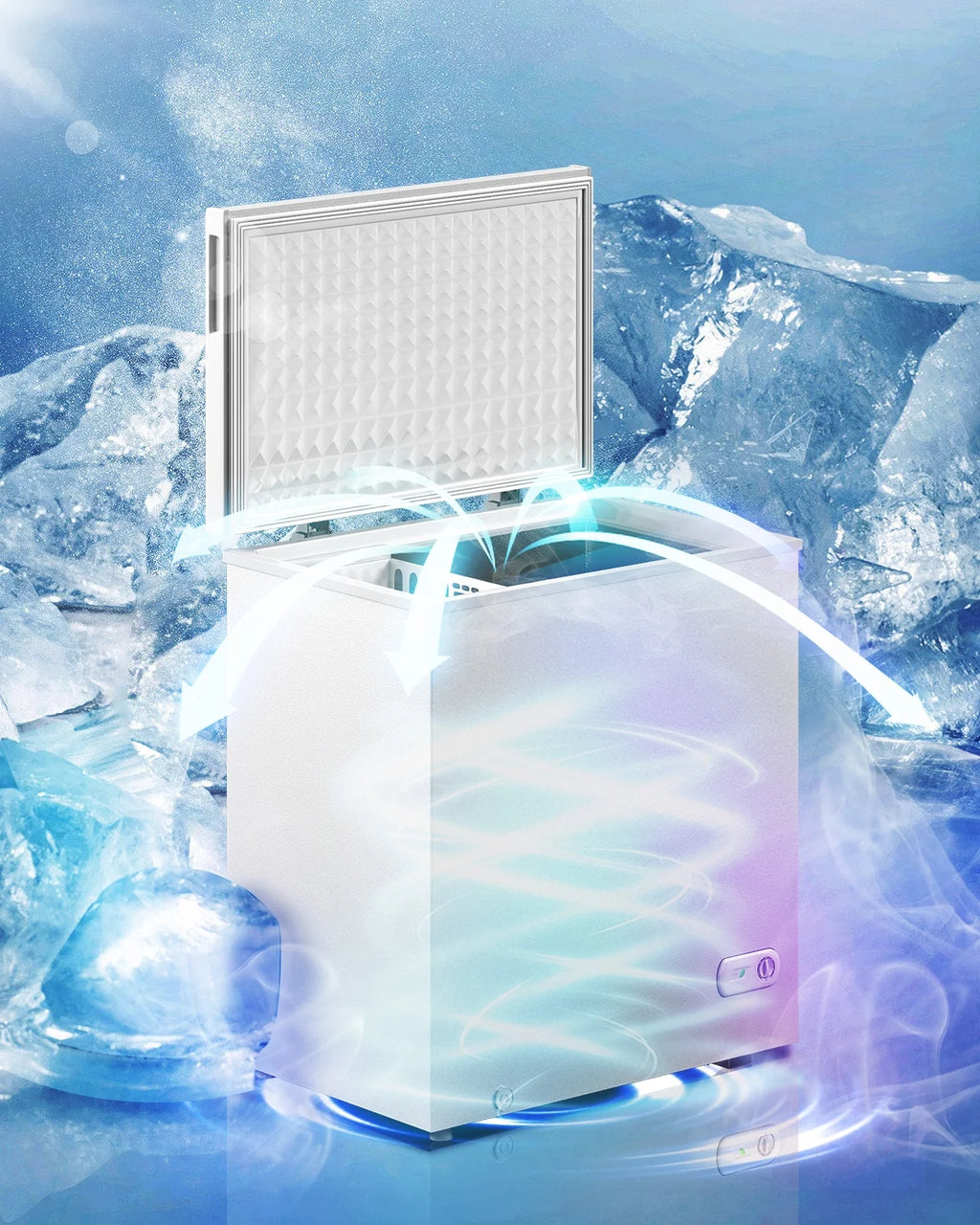 Muhub 10.0 cu ft Chest Freezer, Deep Freezer with Removable Baskets, Adjustable Temperature, White