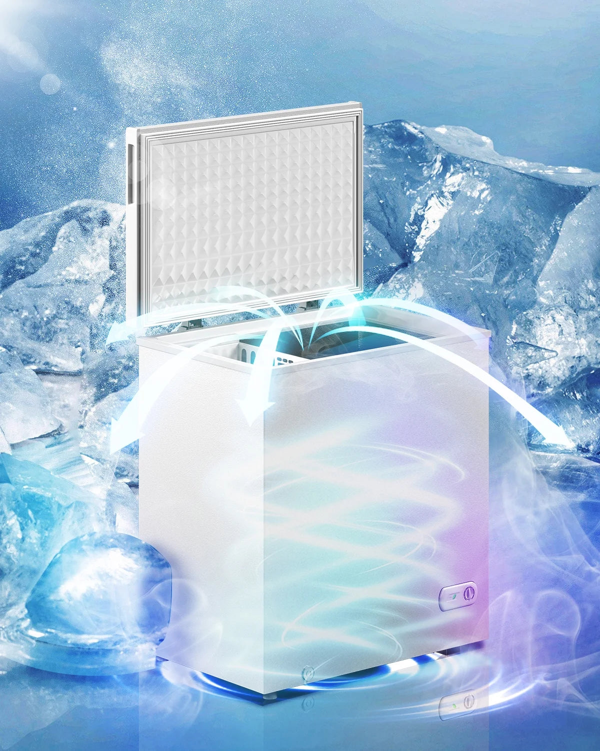 Muhub 10.0 cu ft Chest Freezer, Deep Freezer with Removable Baskets, Adjustable Temperature, White