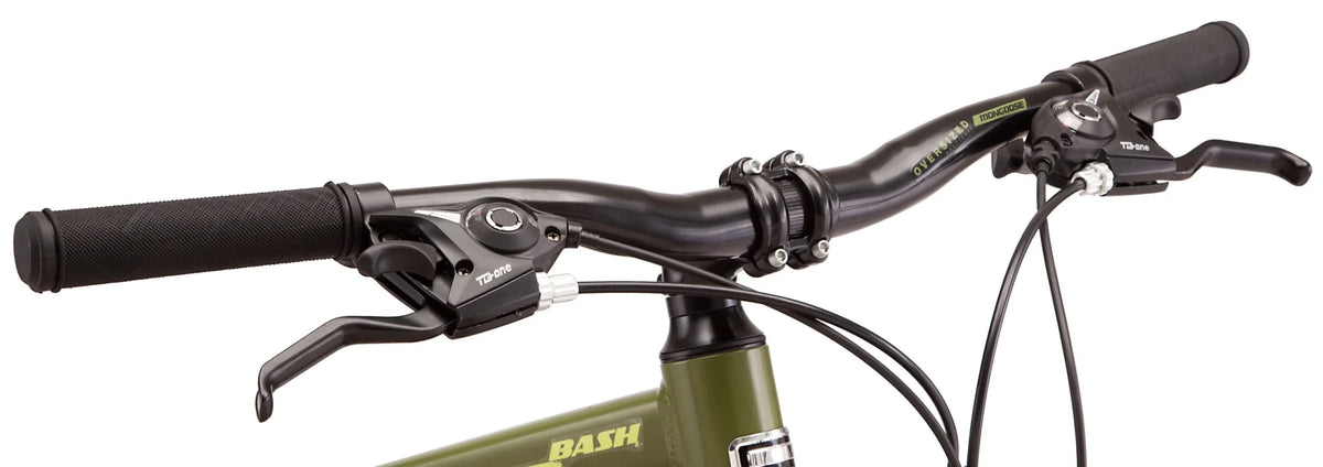Mongoose Bash Suspension Mountain Bike, 21 Speeds, 26 - Inch Wheels, Green