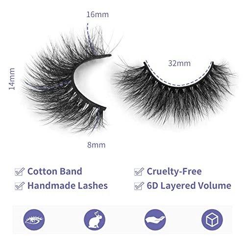 DYSILK Cat Eye Eyelashes - 7 Pairs 8D Faux Lashes - Mink Lashes Fluffy Wispy Natural Look False Eyelashes Long Lashes Pack Soft Reusable 3D Cat Eye 16mm