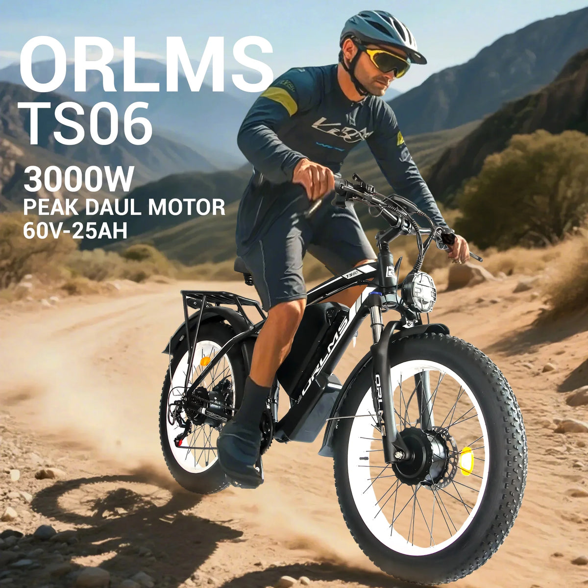 Peak 5000W - Electric - Bike for Adults - Men, Dual - Motor - Ebike 50MPH - Hunting - Ebike, 60V 25AH Long Range Dirtbike, 26 x 4.0 Fat - Tire - Electric - Bicycle, AWD 21 - Speed Mountain Bike for Off - Road Snow Sand