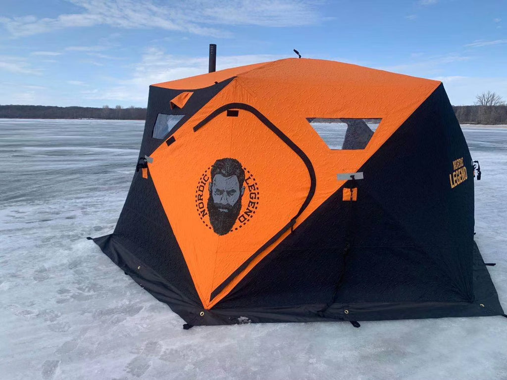 Nordic Legend AURORA LODGE 12' x 12' x 7.5 Tall Portable Ice Fishing Shelter with Single Door