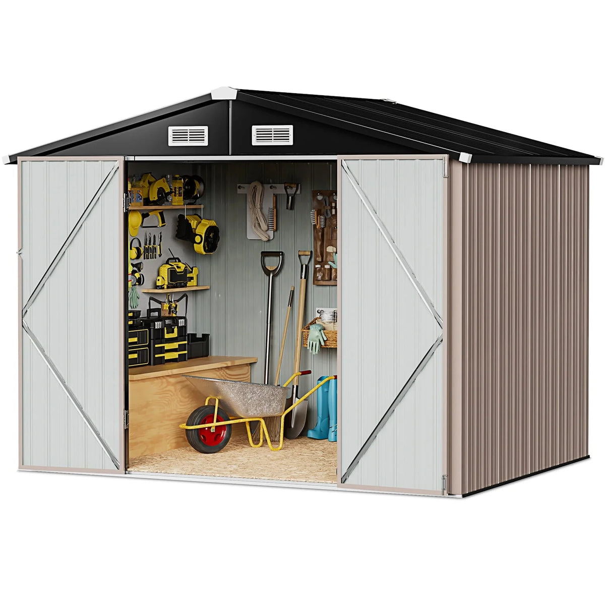 Aoxun 6 x 4 Ft. Outdoor Metal Storage Shed with Lock for Backyard, Garden