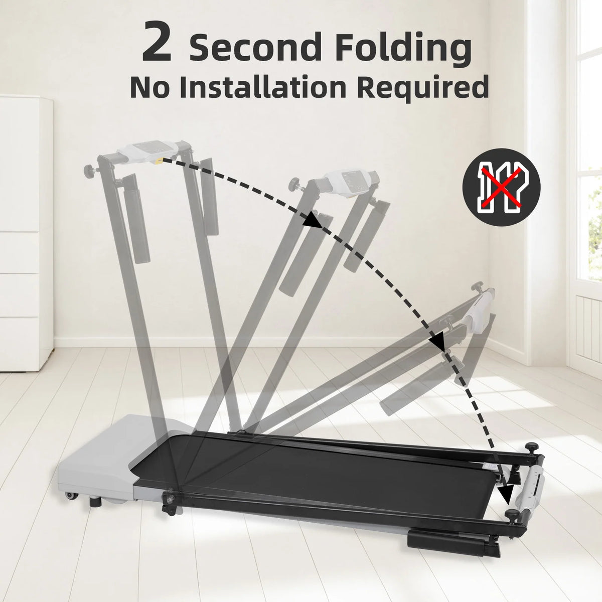 Ambifirner Portable Folding Treadmill, 3.0 HP Foldable Compact Treadmill for Home Office with 300 lb Capacity for Walking & Running