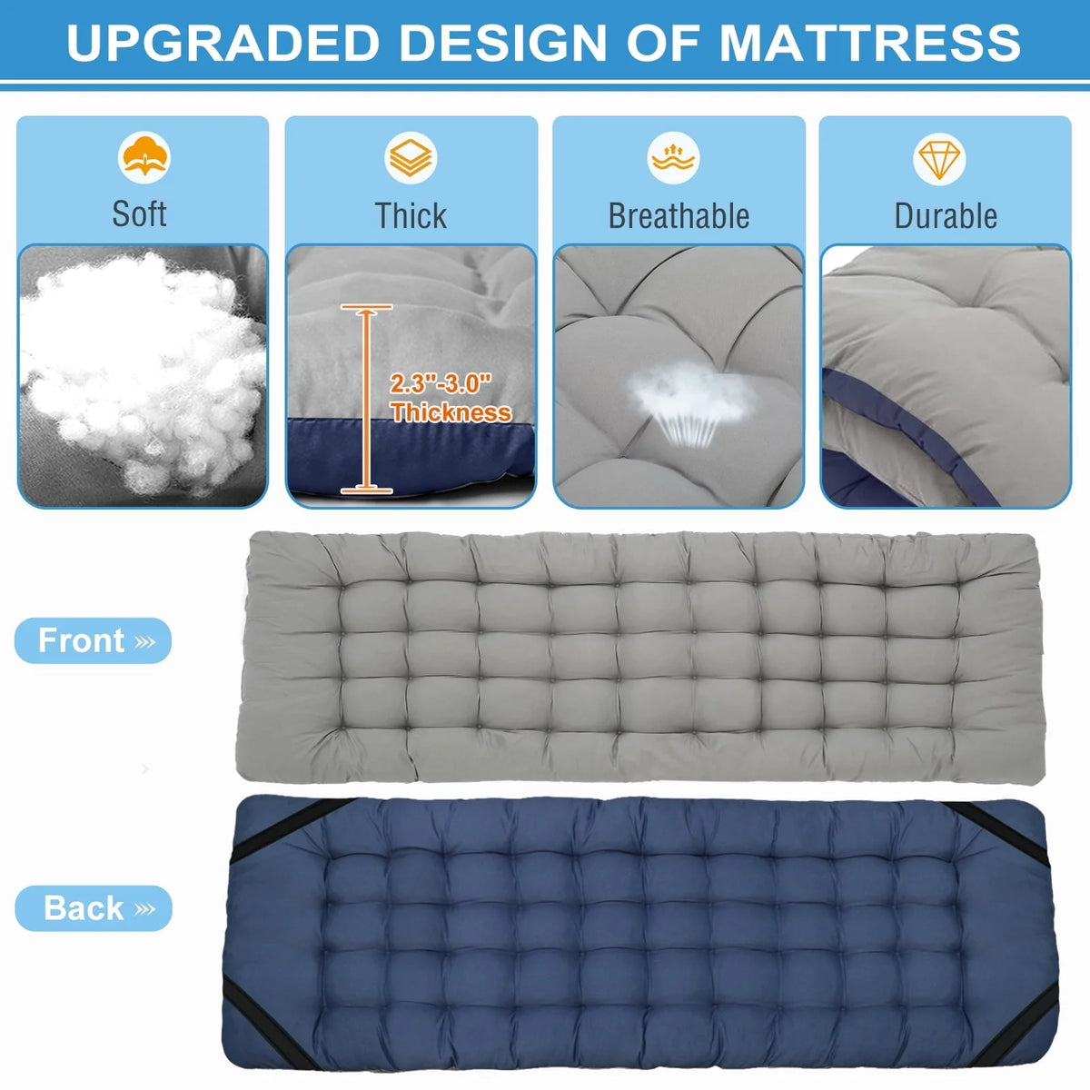 MOPHOTO 2 Pack Camping Cot for Adult, Portable Sleep Cot Bed with Carry Bag for Home/Office Nap, Folding Bed Cot with 3.3 in 2 Sided Mattress, Guest Bed