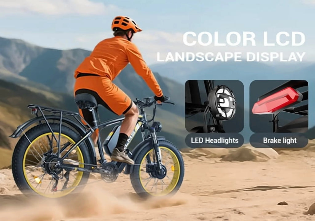 Peak 5000W - Electric - Bike for Adults - Men, Dual - Motor - Ebike 50MPH - Hunting - Ebike, 60V 25AH Long Range Dirtbike, 26 x 4.0 Fat - Tire - Electric - Bicycle, AWD 21 - Speed Mountain Bike for Off - Road Snow Sand