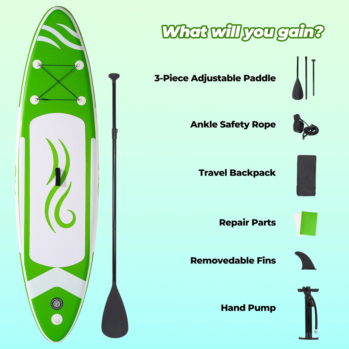 Naipo Paddle Board 10ft Inflatable Paddle Board 6in Thick Non - Slip Deck Stand up SUP with Paddle Accessories for Adults Youth Family Fishing