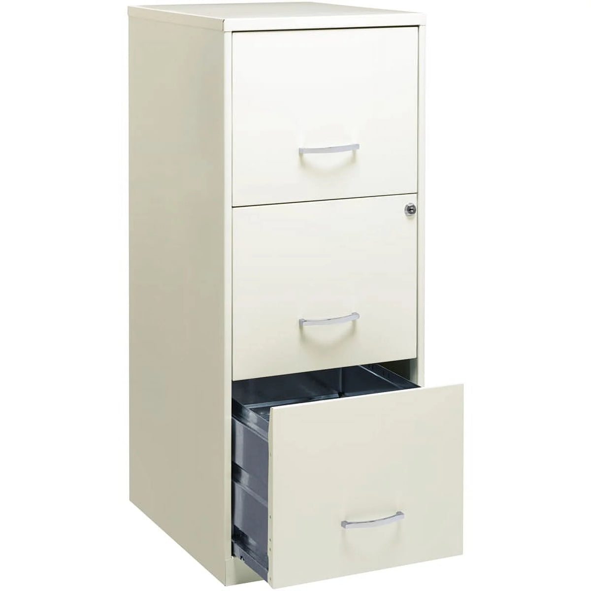 Pemberly Row 3 Drawer Vertical Metal File Cabinet with Lock Pearl White