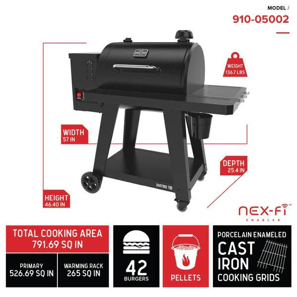 Oakford 790 Wifi Pellet Grill Smoker in Black