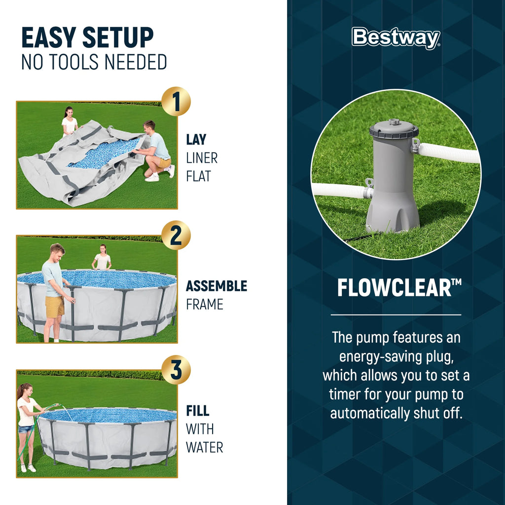 Open Box Bestway Steel Pro Max 15'X42 Frame Above Ground Pool Set