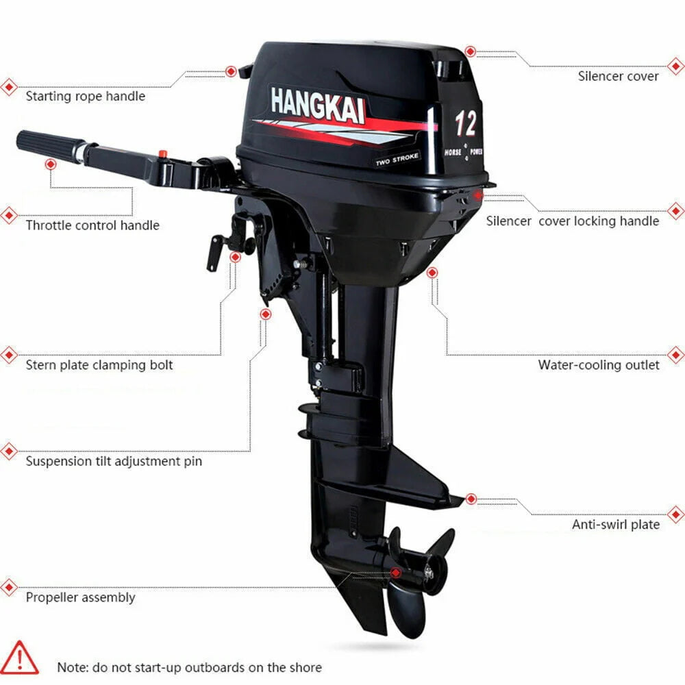 MIDUO 169CC Outboard Motor Marine Engine with Water - Cooling CDI Tiller Control System