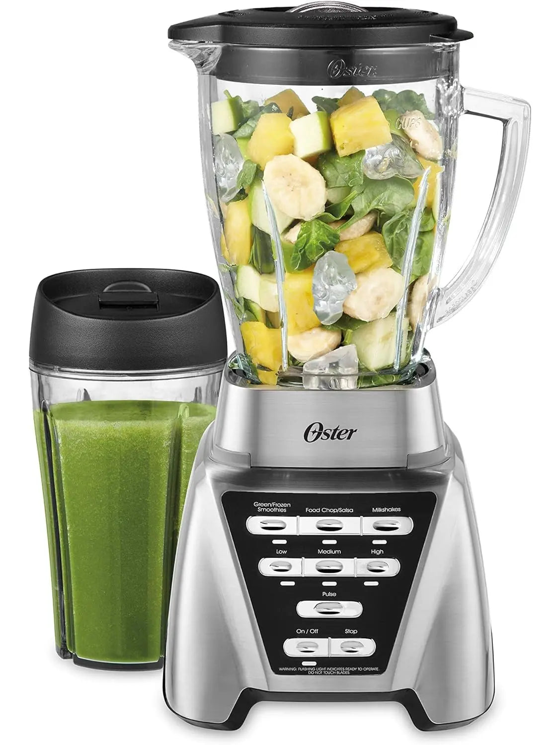Oster Blender | Pro 1200 with Glass Jar. 24-Ounce Smoothie Cup. Brushed Nickel