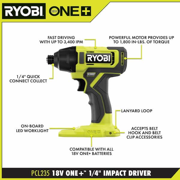 ONE+ 18V Cordless 2 - Tool Combo Kit with Drill/Driver, Impact Driver, (2) 1.5 Ah Batteries, and Charger
