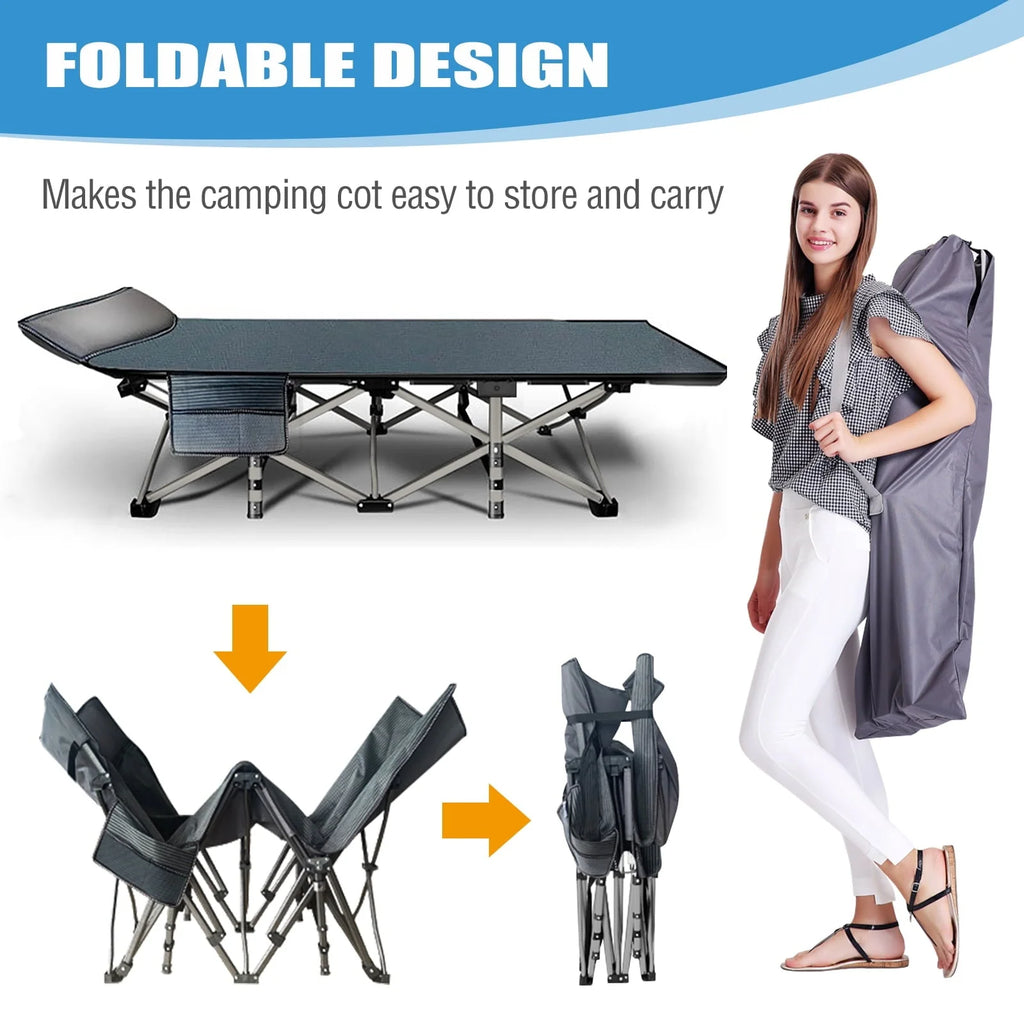MOPHOTO 2 Pack Camping Cot for Adult, Portable Sleep Cot Bed with Carry Bag for Home/Office Nap, Folding Bed Cot with 3.3 in 2 Sided Mattress, Guest Bed
