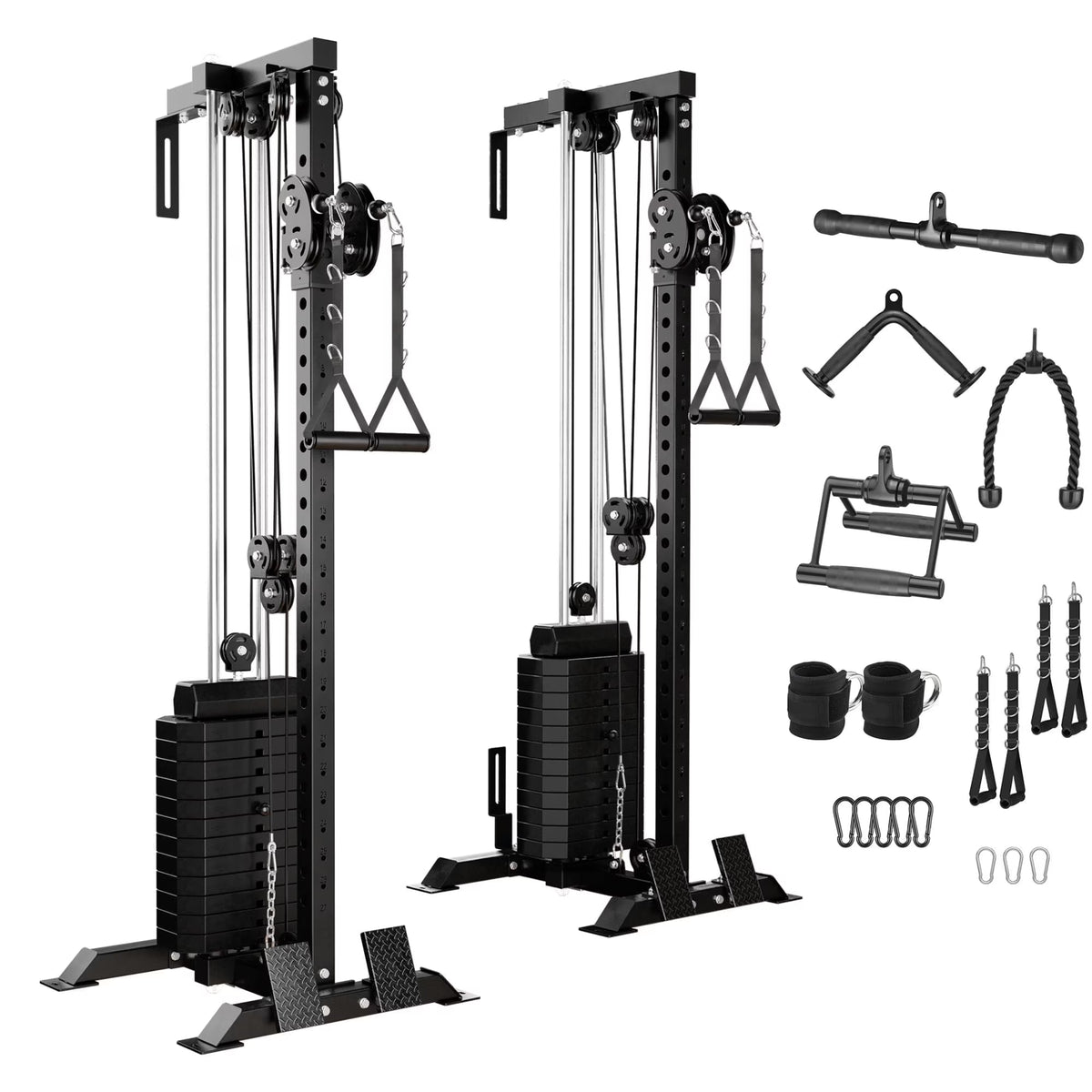 Mikolo Cable Crossover Machine Home Gym, Wall Mount Cable Station with 200 lb Weight Stack, Lat Pull Down Machine with 27 Positions Dual Pulley System