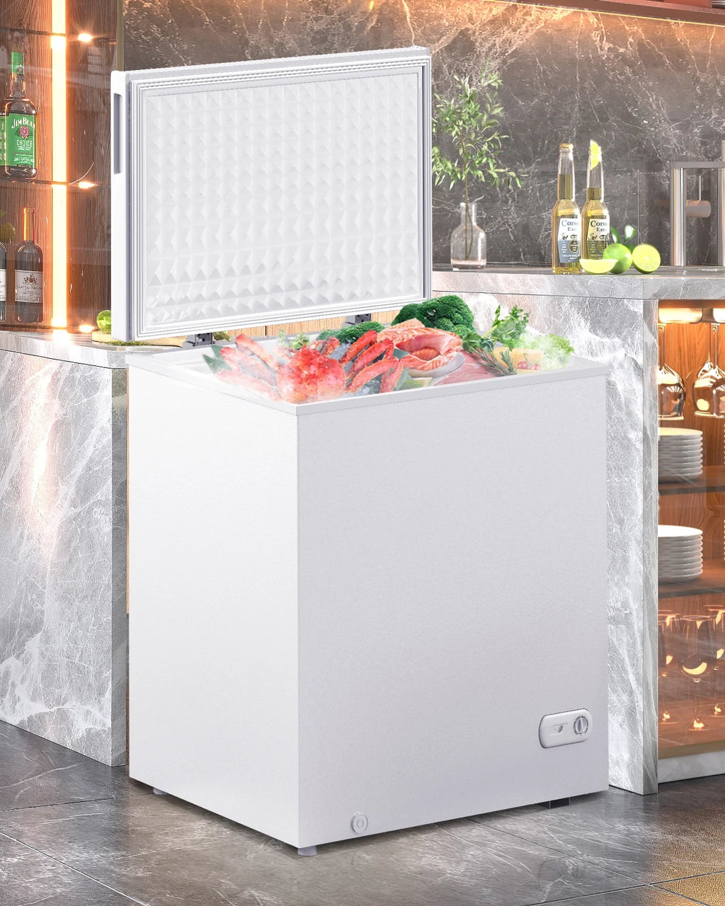 Muhub 10.0 cu ft Chest Freezer, Deep Freezer with Removable Baskets, Adjustable Temperature, White