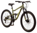 Mongoose Bash Suspension Mountain Bike, 21 Speeds, 26 - Inch Wheels, Green