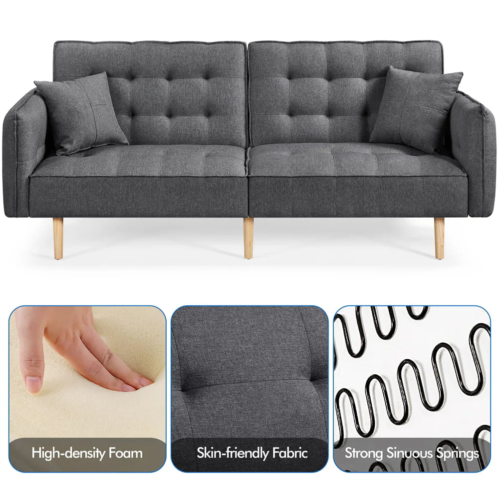 Alden Design Memory Foam Convertible Futon Sofa Bed with USB, Gray