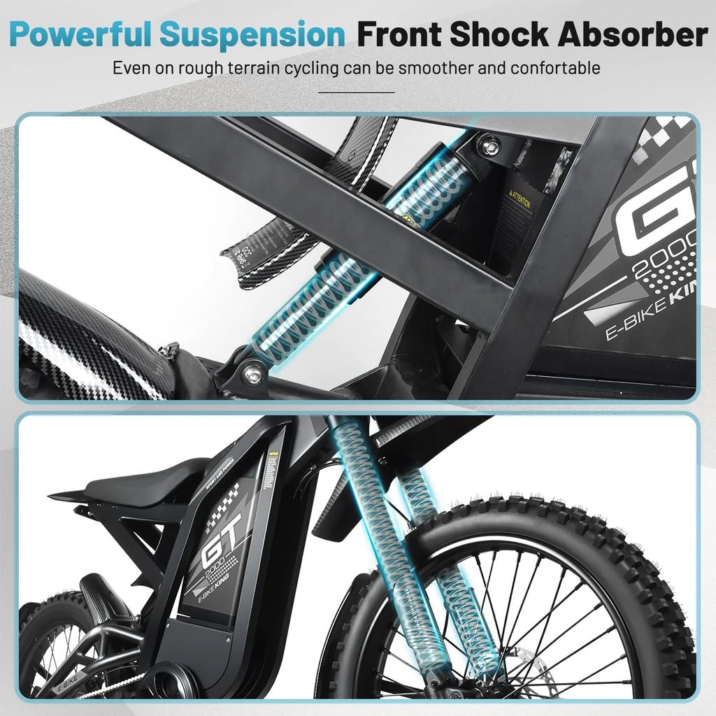 OUXI GT2000 Electric Dirt Bike for Adults, 3000W Peak Electric Motorcycle, 37MPH Electric Bike, 48V 30ah Battery, 85+Miles Mountain Bike, 24 Fat Tire Ebike, Hydraulic Brakes, Full Suspension, UL2849