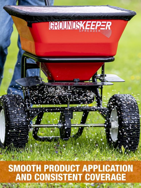 Multi-Purpose Walk Behind Push Spreader 3039632R Grounds Keeper. 100 Pound Capacity. Multi Use Tool for Grass Seed. Salt. De-Icer. Fertilizer and Seeds ?C Spreader