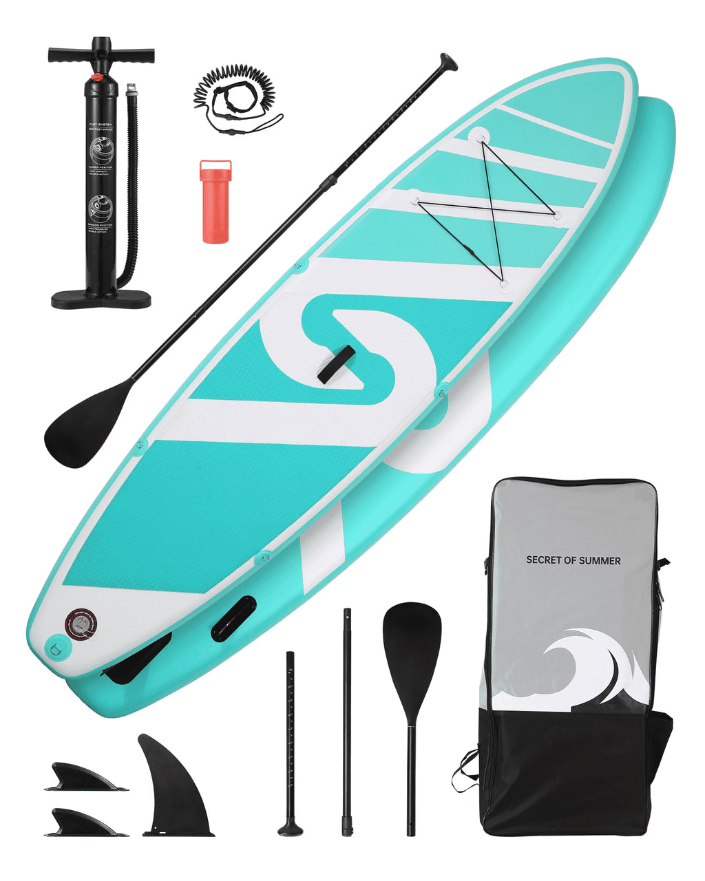 Naipo Inflatable Paddle Board 10FT Stand up Paddle Board 10' SUP 6 In.thick Board Carry Bag & Fast Pumping Green