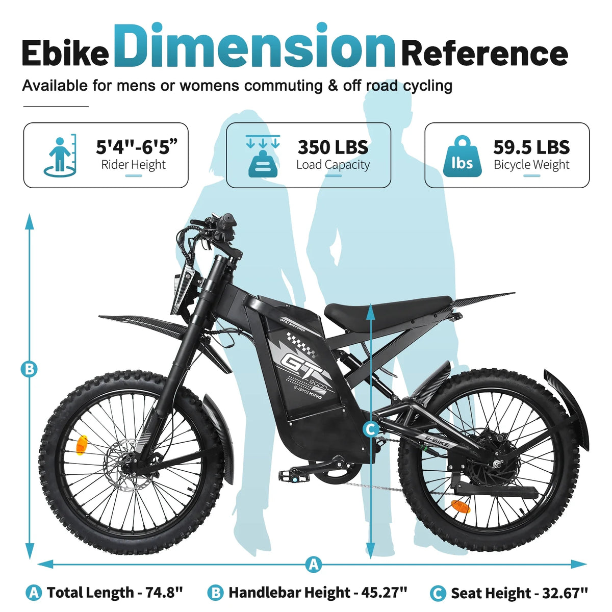 OUXI GT2000 Electric Dirt Bike for Adults, 3000W Peak Electric Motorcycle, 37MPH Electric Bike, 48V 30ah Battery, 85+Miles Mountain Bike, 24 Fat Tire Ebike, Hydraulic Brakes, Full Suspension, UL2849