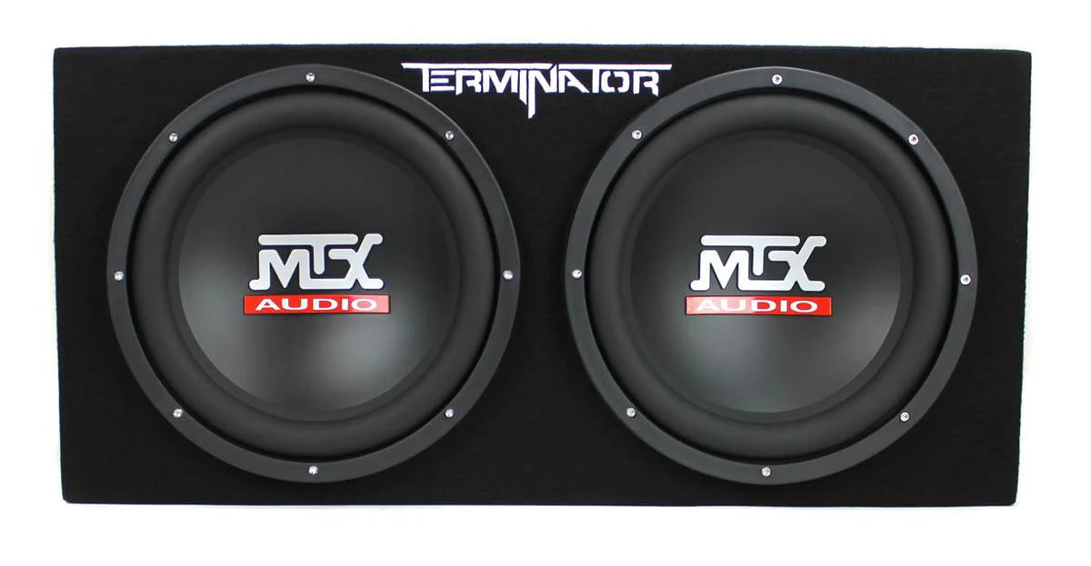 MTX 12 in Dual Car Subwoofer Audio, Sub Box, & Amplifier Bundle W/ Wiring Kit