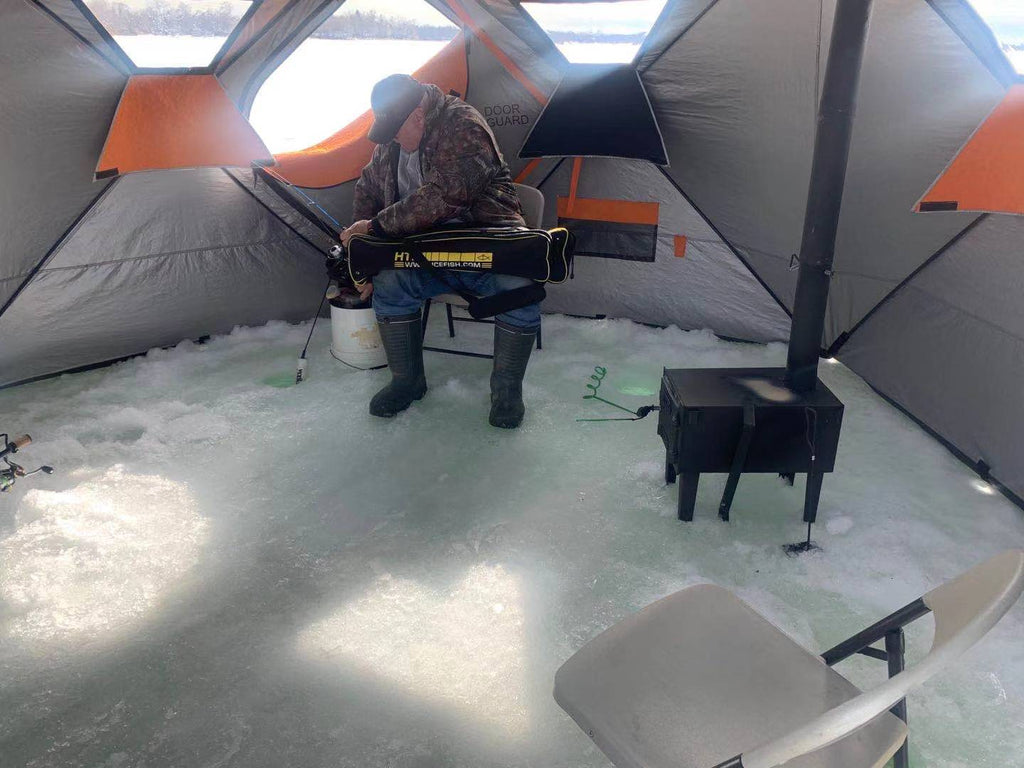 Nordic Legend AURORA LODGE 12' x 12' x 7.5 Tall Portable Ice Fishing Shelter with Single Door