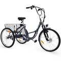 Patikuin Electric Tricycle for Adults, 26 Trike 3 - Wheel 36V 250W 7 Speeds with Basket, Folding E - Bike, up to 15.5 MPH, Gray
