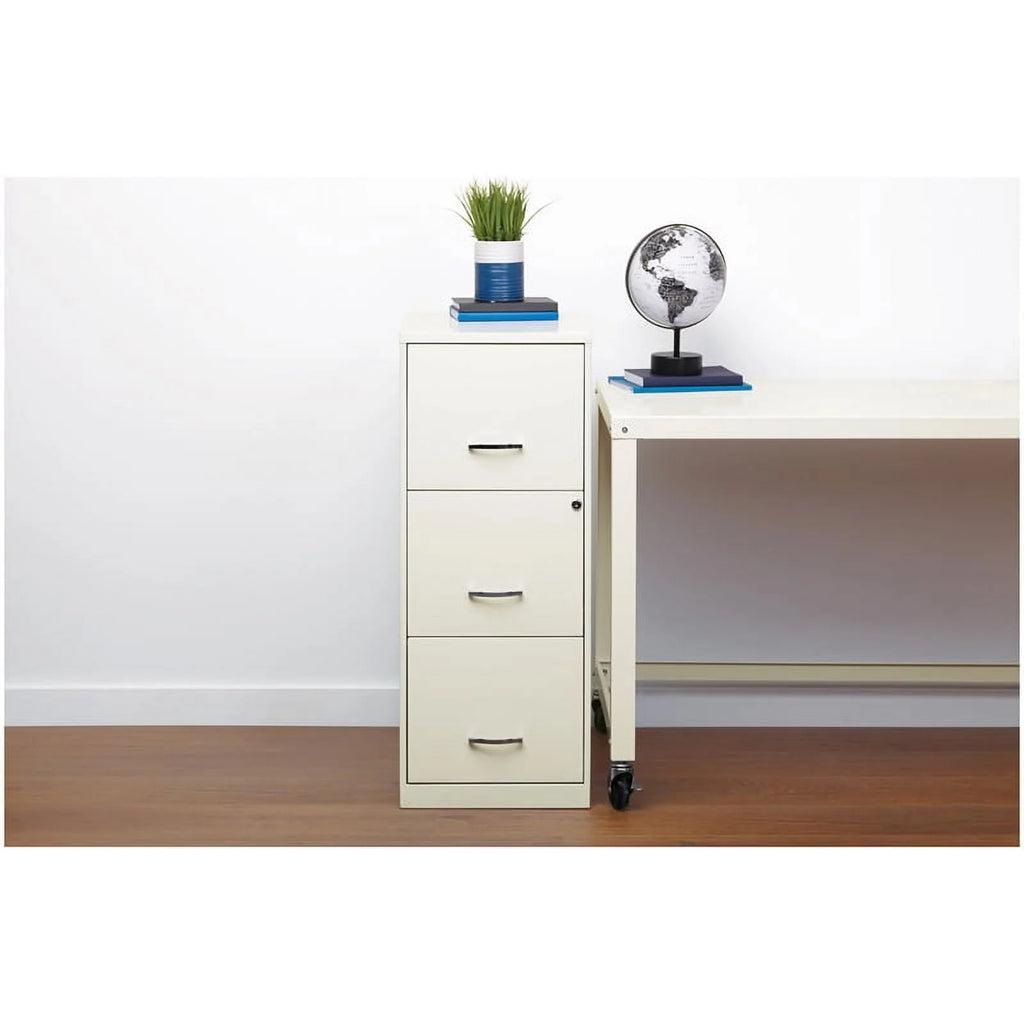 Pemberly Row 3 Drawer Vertical Metal File Cabinet with Lock Pearl White