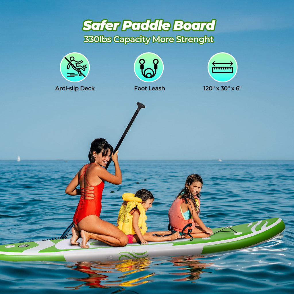 Naipo Paddle Board 10ft Inflatable Paddle Board 6in Thick Non - Slip Deck Stand up SUP with Paddle Accessories for Adults Youth Family Fishing