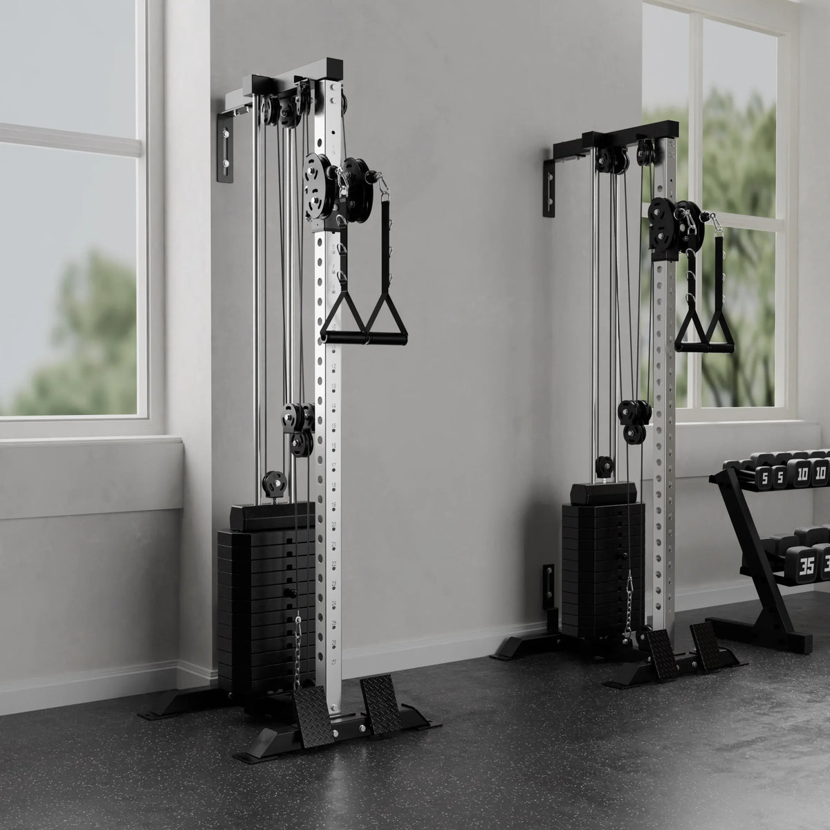 Mikolo Cable Crossover Machine Home Gym, Wall Mount Cable Station with 200 lb Weight Stack, Lat Pull Down Machine with 27 Positions Dual Pulley System