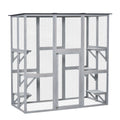 Pawhut Wooden Catio Enclosure with Weather Protection, 6 Platforms, Outdoor, Large, 71 x 38.5 x 71
