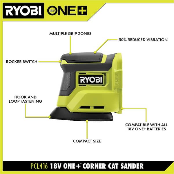 ONE+ 18V Cordless 2 - Tool Combo Kit with Random Orbit Sander and Corner Cat Finish Sander (Tools Only)