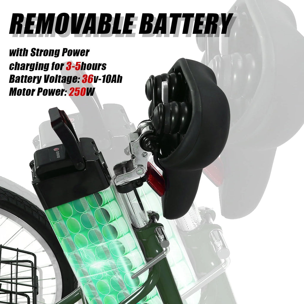 Patikuin Electric Tricycle for Adults, 26 Trike 3 - Wheel 36V 250W 7 Speeds with Basket, Folding E - Bike, up to 15.5 MPH, Gray