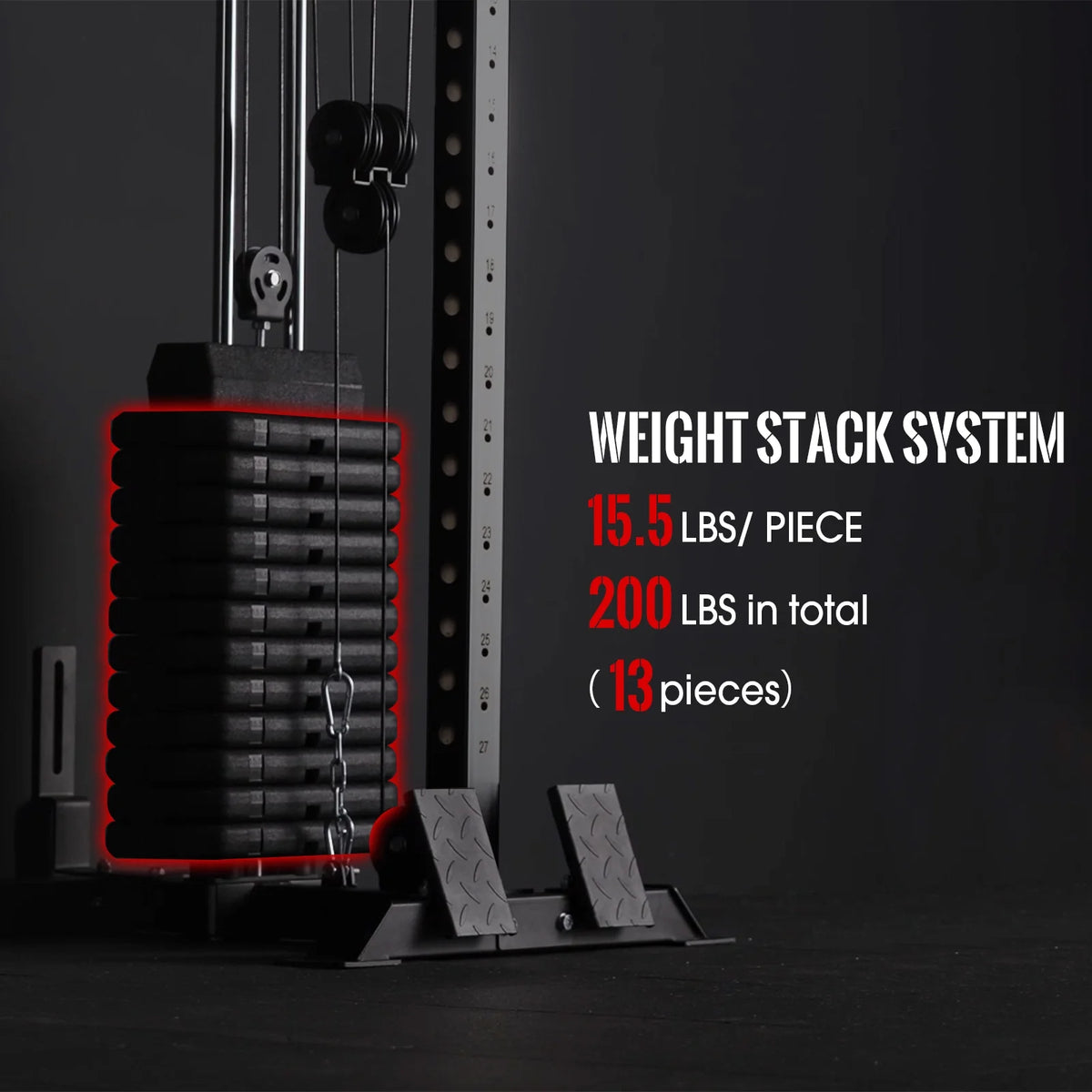 Mikolo Cable Crossover Machine Home Gym, Wall Mount Cable Station with 200 lb Weight Stack, Lat Pull Down Machine with 27 Positions Dual Pulley System