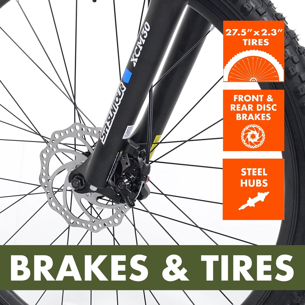 Ozark Trail 27.5 Vibe Mountain Bike, Large Frame, Black, Adult, Unisex
