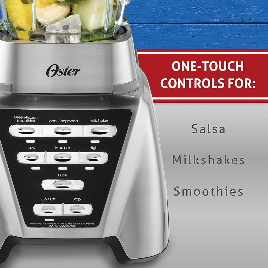 Oster Blender | Pro 1200 with Glass Jar. 24-Ounce Smoothie Cup. Brushed Nickel