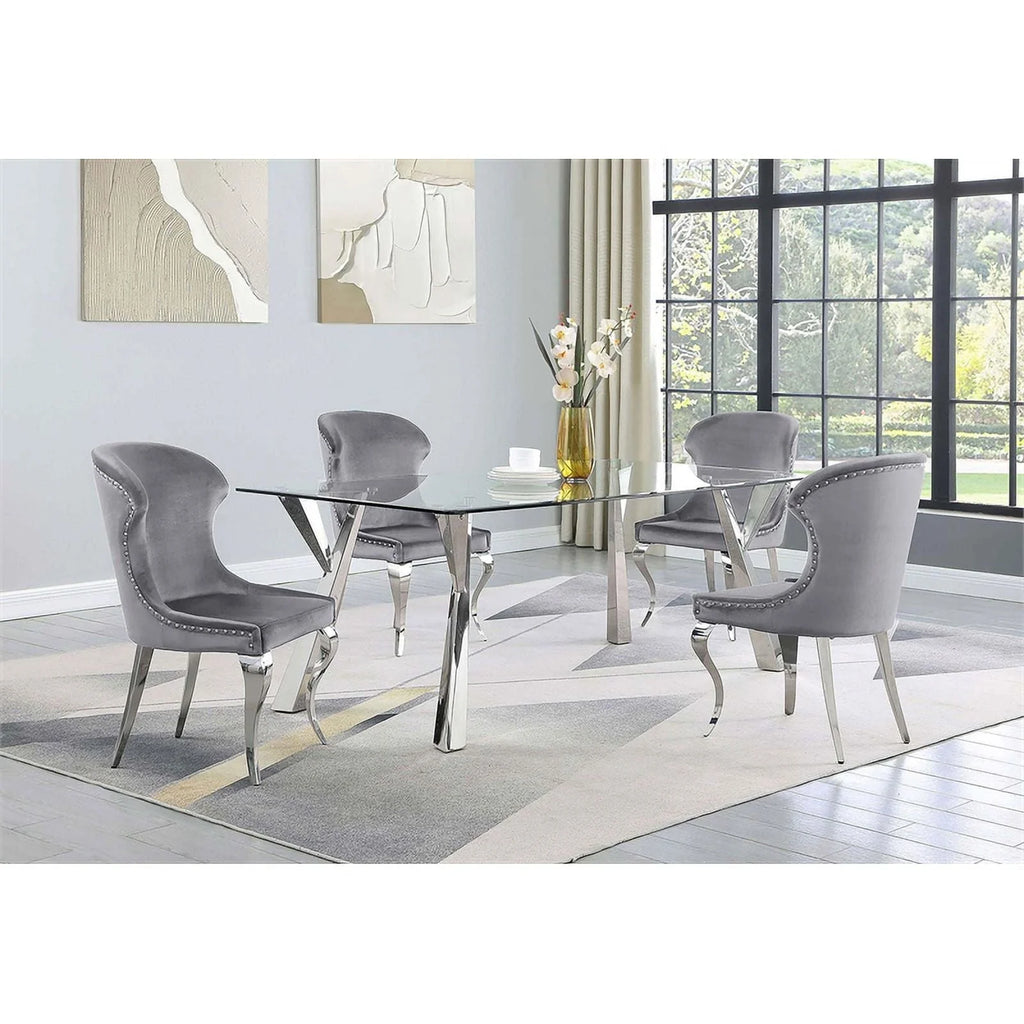 Alaia Rectangular Glass Top Dining Table Clear and Chrome