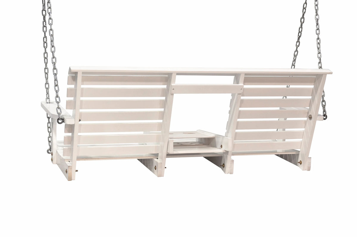 Outdoor Patio Garden Furniture 3 - Person Hanging Wood Porch Swing, Weather Resistant Finish - White